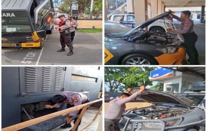 Pastikan Kendaraan Selalu dalam Kondisi Bagus Bersih dan Juga Terawat, Polresta Bengkulu Lakukan Pemeriksaan dan Pemanasan Ranmor Dinas