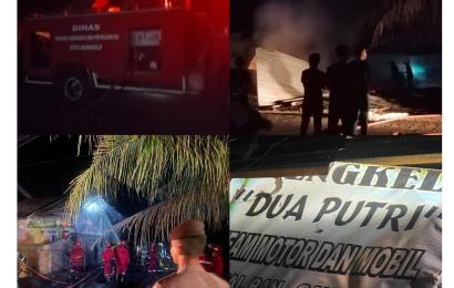 Sat Intelkam Polresta Bengkulu Lakukan Pengamanan Serta Pengaturan Lalin Kebakaran Bengkel di  Kelurahan Kandang 