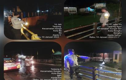 Patroli Teluk 01 Polsek Teluk Segara, Melaksanakan Patroli Mobiling di Seputaran Daerah Rawan Banjir