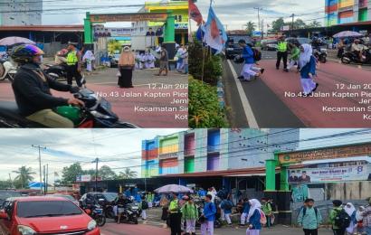 Sat Lantas Polresta Bengkulu Gatur Lalin Sore Hari di MTS N 1 Kota Bengkulu