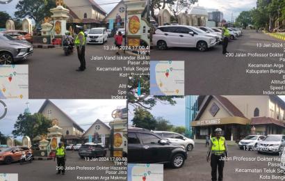 Bentuk Pelayanan kepada Jemaat Ibadah Misa, Personel Polresta Patroli Lalin di Gereja