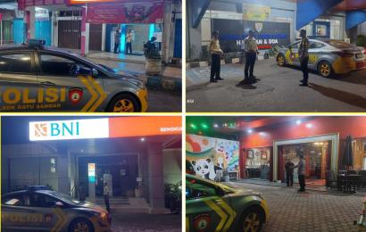 Ciptakan Harkamtibmas Kondusif, Poslek Ratu Samban Patroli Sampaikan Imbauan Kamtibmas 