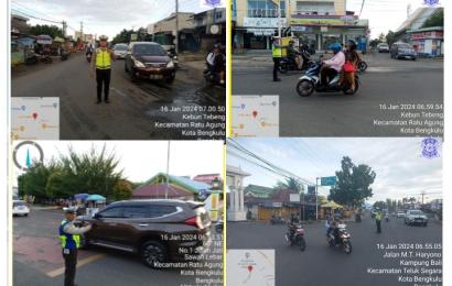 Berikan Kelancaran Arus Lalin Pagi, Sat Lantas Polresta Bengkulu Gelar Commander Wish