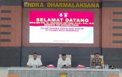 Polresta Bengkulu Terima Sosialisasi Hukum dari Mabes Polri