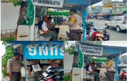 Bhabinkamtibmas Sambangi Pangkalan Ojek Sampaikan Pesan Kamtibmas