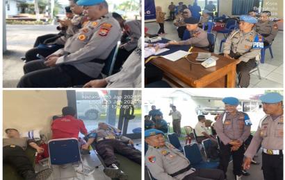 Peringati HUT Polisi Militer Angkatan Laut Ke-78, Polresta dan Polsek Jajaran Gelar Donor Darah 
