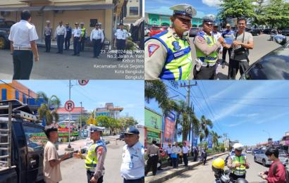 Sat Lantas Polresta Bengkulu Bersama Dishub Kota Bengkulu Tilang Puluhan Kendaraan Parkir Liar
