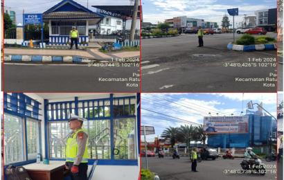 Pantau Arus Lalin di Pos Lantas Simpang Skip, Polresta Bengkulu Kegiatan 3C