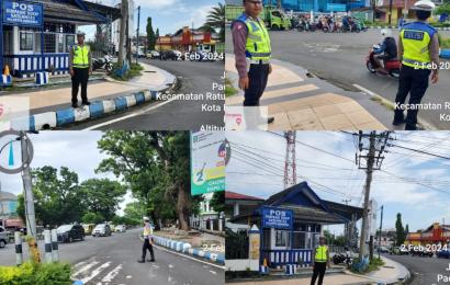 Sat lantas Polresta Bengkulu Atur Lalin Pagi Hari di Pos Lantas Simpang Skip 