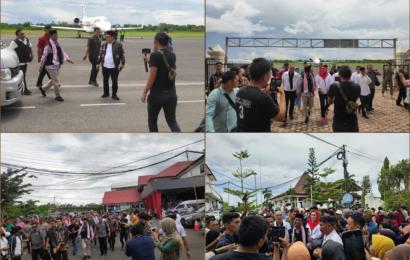 Polresta Bengkulu Lakukan Pengamanan Kedatangan Cawapres 03 Mahfud MD di Bandara Fatmawati