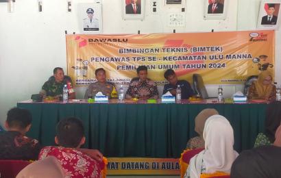 Bhabinkamtibmas Hadiri Kegiatan Bimbingan Teknis Pengawas TPS se Kecamatan Ulu Manna