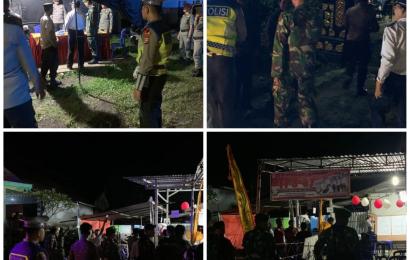 Personel Sat Lantas BU Ikut Patroli Gabungan Jaga Keamanan Perhitungan Kotak Suara di Arga Makmur