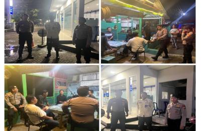Sambangi Petugas Jaga Bank BRI dan Warga yang Melakukan Ronda Malam, Patroli Sat Samapta Polresta Bengkulu Sampaikan Imbauan Kmatibmas 