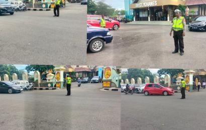 Rutin Setiap Minggu, Sat Lantas Polresta Bengkulu Patroli Pengaturan Lalu Lintas Ibadah Misa 