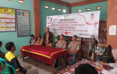 Kapolsek Manna dan Kanit Binmas Hadiri Musyawarah Verifikasi Kelayakan Penerima Bantuan Sosial Desa Ketaping
