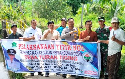 Sambang, Bhabinkamtibmas Polsek Lebong Selatan Hadiri Titik Nol di Desa Turan Tiging