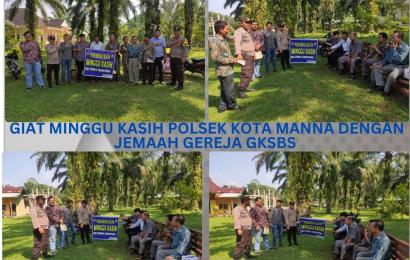 Tampung Aspirasi Warga Melalui Minggu Kasih, Polsek Kota Manna Gelar Minggu Kasih di Gereja HKBP Malao   