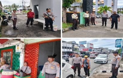 Sambangi Petugas Jaga Perumahan dan Bank, Personel Sat Samapta Sampaikan Imbauan Kamtibmas 