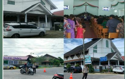 Ibadah Mingguan di Gereja HKBP, Polsek Teluk Segara Lakukan Pengamanan 