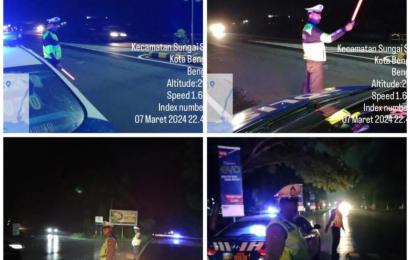 Cega Aksi Balap Liar, Sat Lantas Polresta Bengkulu Patroli Blue Light di Jalan Danau Dendam Tak Sudah
