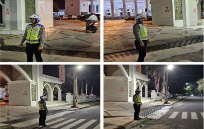 Ciptakan Rasa Aman dan Nyaman, Sat Lantas Polresta Bengkulu Patroli Subuh di Masjid Jamik 