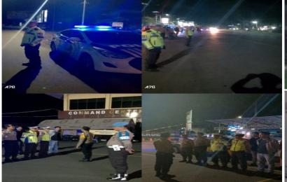 Sat Lantas Polresta Bengkulu Patroli Blue Light di Jalan Pariwasata Pantai Panjang 