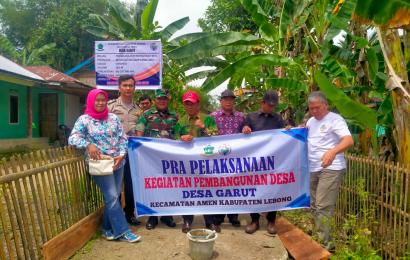Bhabinkamtibmas Polsek Lebong Utara Hadiri Pra Pelaksanaan Pembangunan Tahap I di Desa Garut