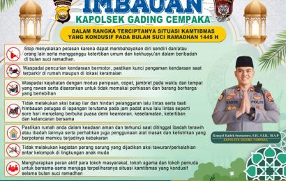 Wujudkan Situasi Kamtibmas yang Kondusif di Bulan Suci Ramadhan, Ini Imbauan Kapolsek Gading Cempaka 