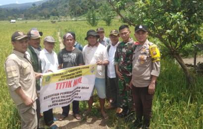 Bhabinkamtibmas Polsek Rimbo Pengadang Monitoring Titik Nol Pembangunan di Desa Talang Donok I