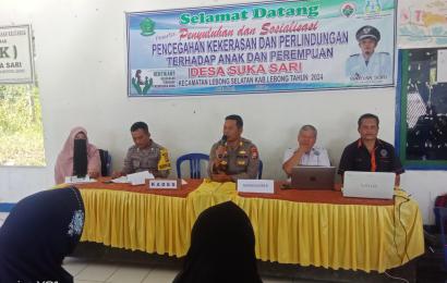 Kapolsek Lebong Selatan Jadi Nara Sumber Sosialisasi Pencegahan Kekerasan dan Perlindungan Hukum di Desa Suka Sari