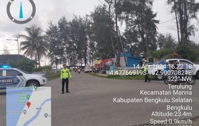 Turlalin di Pintu Masuk Obyek Wisata Pasar Bawah, Sat Lantas Polres BS Wujudkan Kamseltibcar Lantas