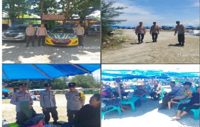 Polsek Teluk Segara Patroli KRYD di Pantai Zakat Pasca Hari Raya Idul Fitri 1445 H 