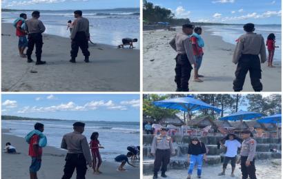 Laksankan Patroli, Satsamapta Polresta Bengkulu Pantau Objek Wisata Pantai Panjang 