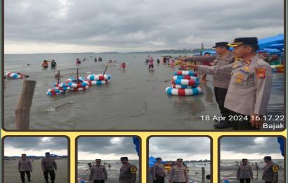 Pasca Libur Lebaran, Personel Polsek Teluk Segara Patroli di Pantai Zakat Sampaikan Imbauan Kamtibmas 