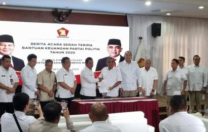 Partai Gerindra Terima Bantuan Dana Politik dari Pemerintah Rp20 Miliar.