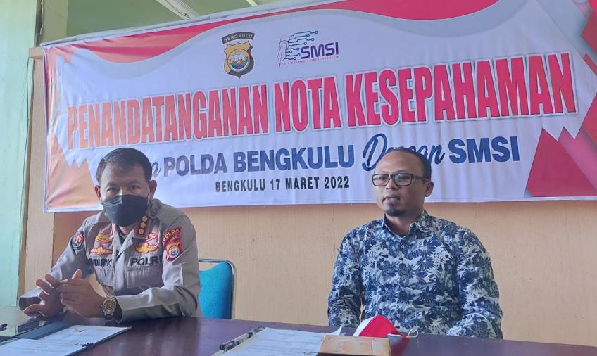 SMSI dan Polda Bengkulu MoU Penyebarluasan Informasi