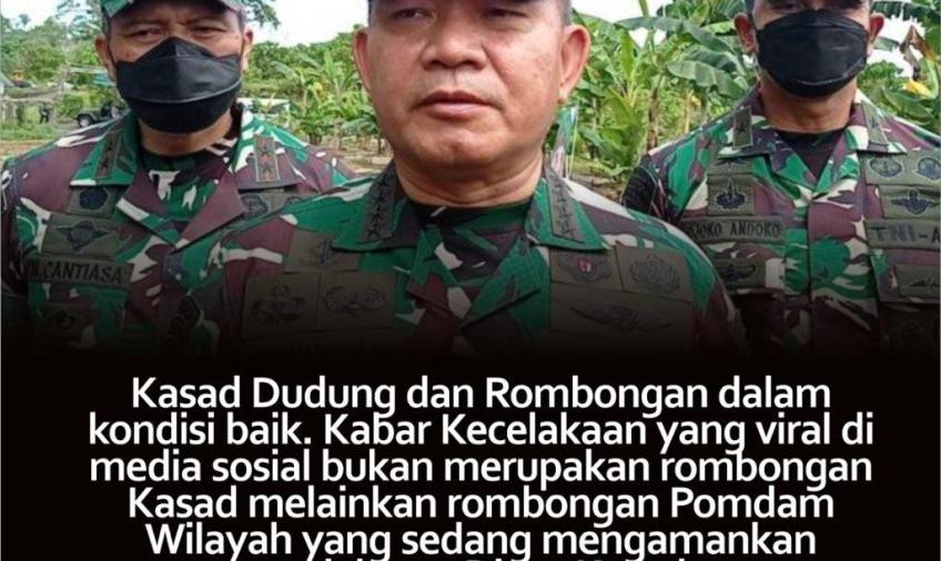 Terkait Kecelakaan di Merauke, Kadispenad: Kecelakaan Tunggal dan Diluar Rombongan Kasad
