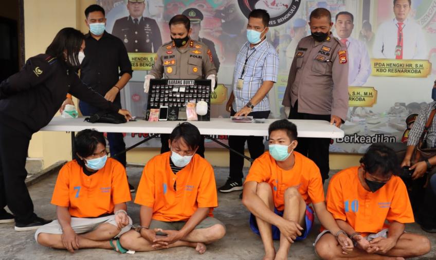 Tangkap 4 Orang Tersangka, Polres Bengkulu Sita 61 Paket Sabu