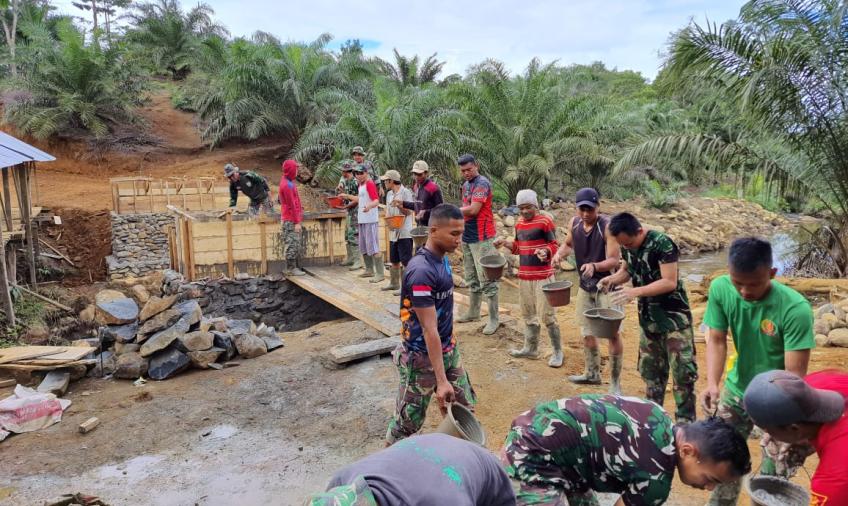 Progres Positif, Pengerjaan Jembatan TMMD Masuk Tahap Pengecoran