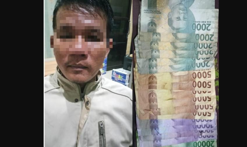 Terduga pelaku bersama barang bukti