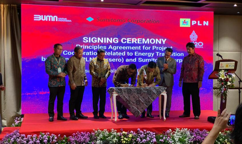 The Signing  Ceremony of Principles Agreement for Project Cooperation Related  to Energy Transition between PLN and Sumitomo Corporation