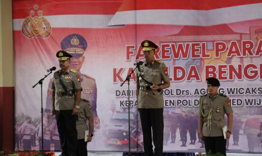 Sambut Kapolda Baru, Polda Bengkulu Gelar Upacara Farewel Parade