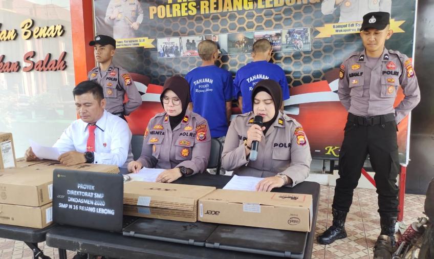 Curi 12 Chromebook di Sekolah, 2 Pria Diringkus Polres Rejang Lebong
