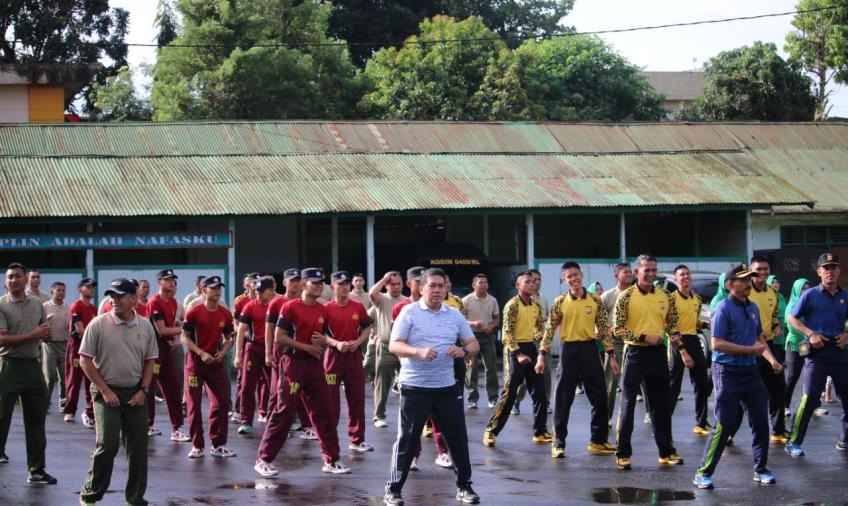 Personel Polres RL Ikuti Senam Bersama TNI dan Forkopimda