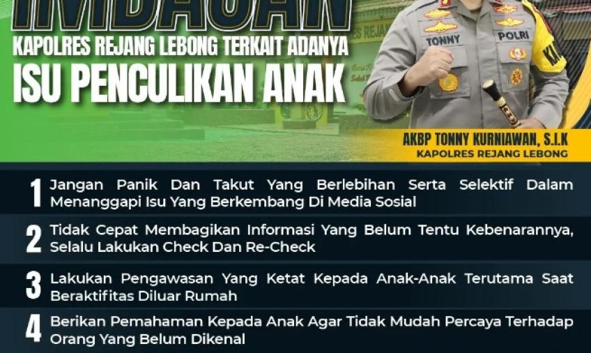 Tanggapi Isu Penculikan Anak, Kapolres Rejang Lebong Tepis Tak Ada Laporan Hingga Sekarang!