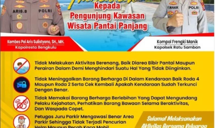 5 Imbauan Polsek Ratu Samban Bagi Pengunjung Kawasan Wisata Pantai Panjang