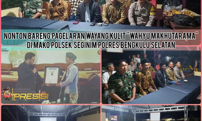 Polsek Seginim Gelar Nobar Virtual Wayang Kulit Wahyu Makutharama di Mapolsek 