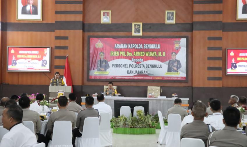 Kunker ke Polresta Bengkulu, Kapolda Bengkulu Berikan Semangat, Arahan, Penekanan dan Atensi 