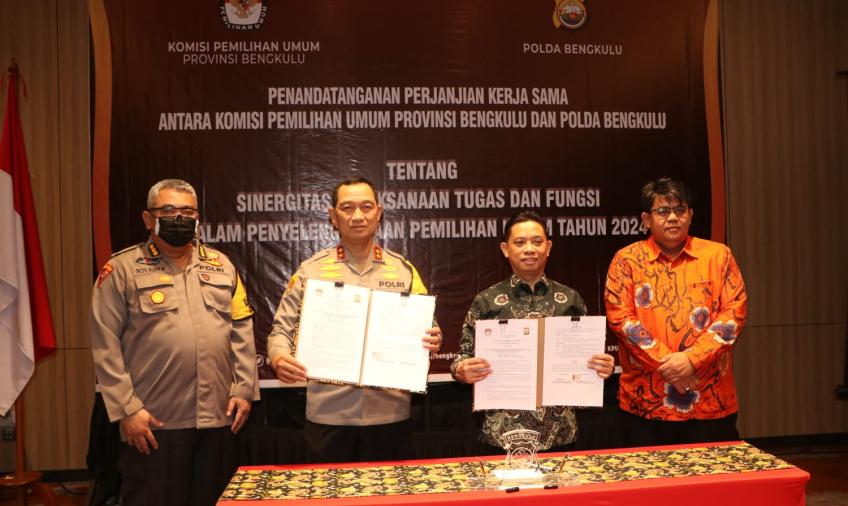 Kapolda Bengkulu Tandatangani Perjanjian Kerjasama Dengan KPU