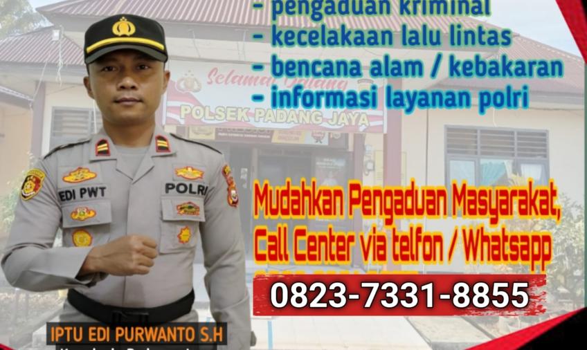 Mudahkan Pengaduan Masyarakat, Polsek Padang Jaya Sosialisasi Call Center 0823-7331-8855